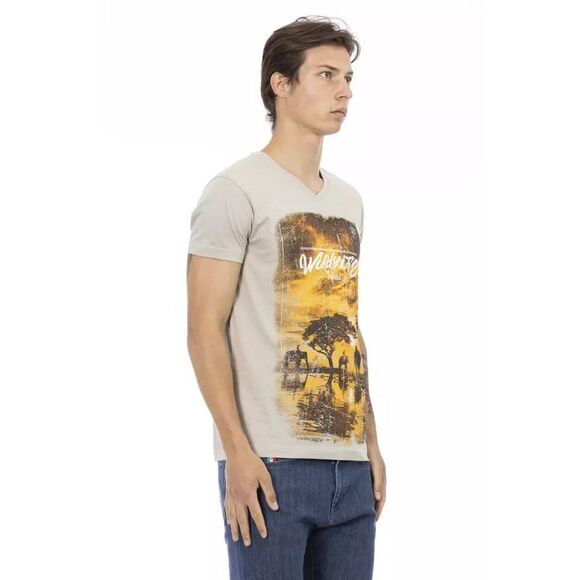 Trussardi Action Wildlife Safari Graphic Tee Men Beige T-Shirts